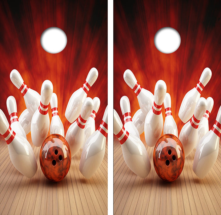 Bowling Cornhole Wrap Decal with Free Laminate Included