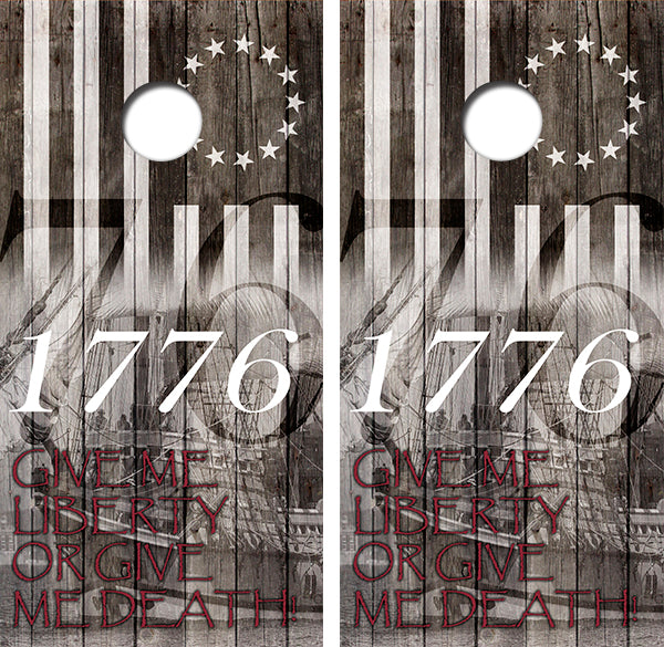Give me Liberty or Give Me Death Cornhole Board Skin Wraps FREE LAMINATE