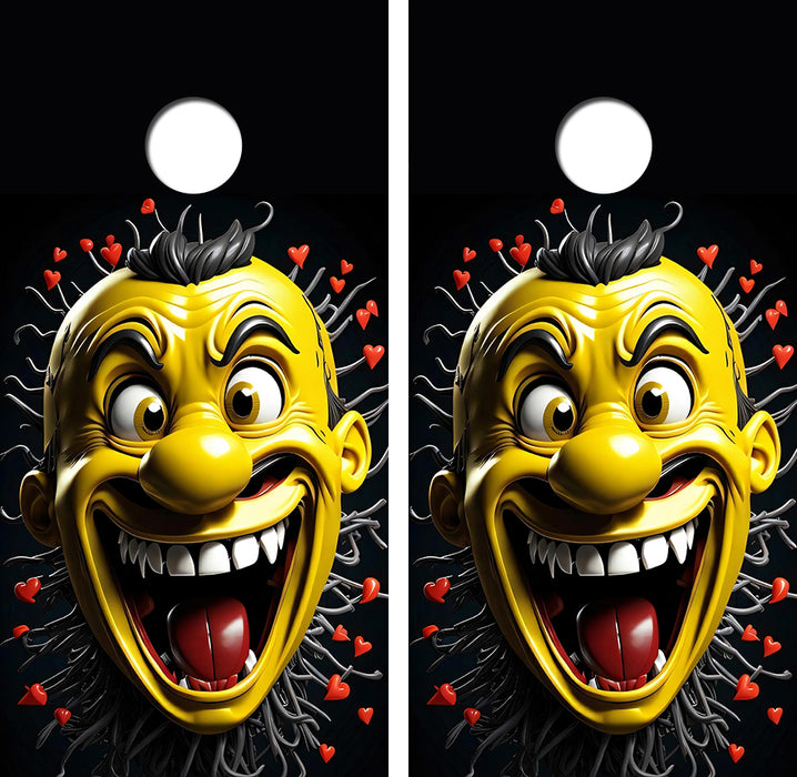 Crazy Happy Guy Cornhole Wood Board Skin Wrap
