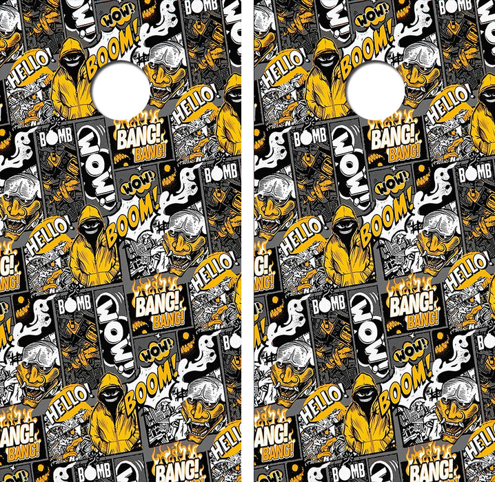 Boom Bang Wow Cornhole Wood Board Skin Wrap