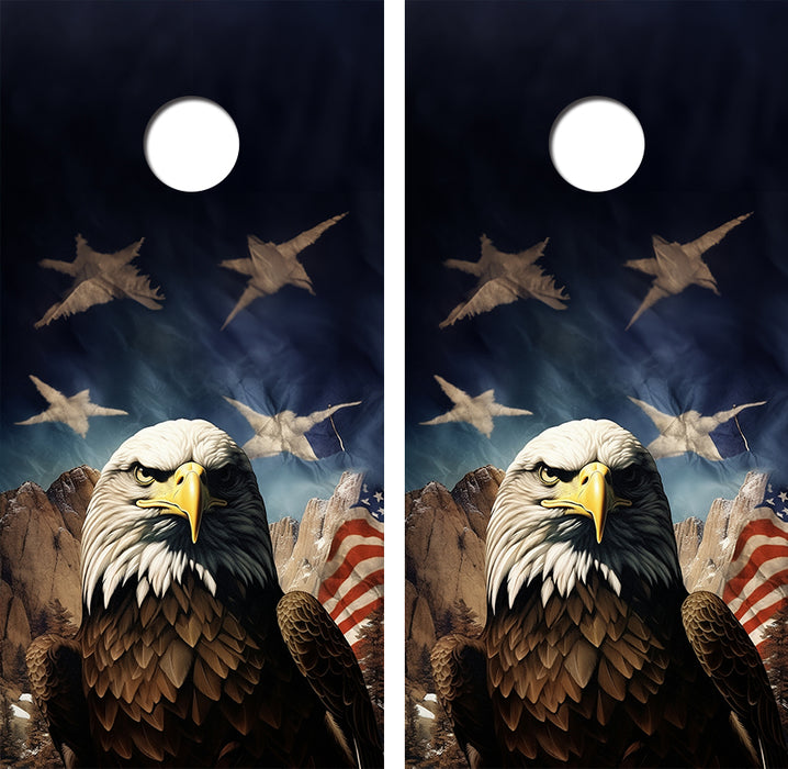 Bald Eagle American Flag Cornhole Wood Board Skin Wrap