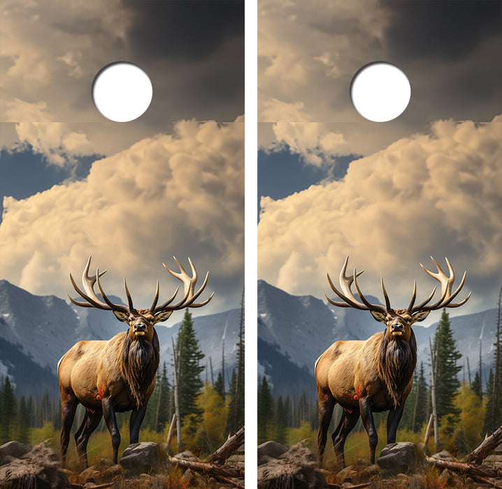 Rocky Mountain Elk Cornhole Wood Board Skin Wrap