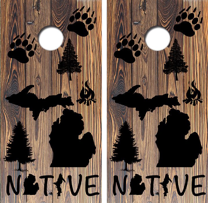 Michigan Native Cornhole Board Skin Wraps FREE LAMINATE