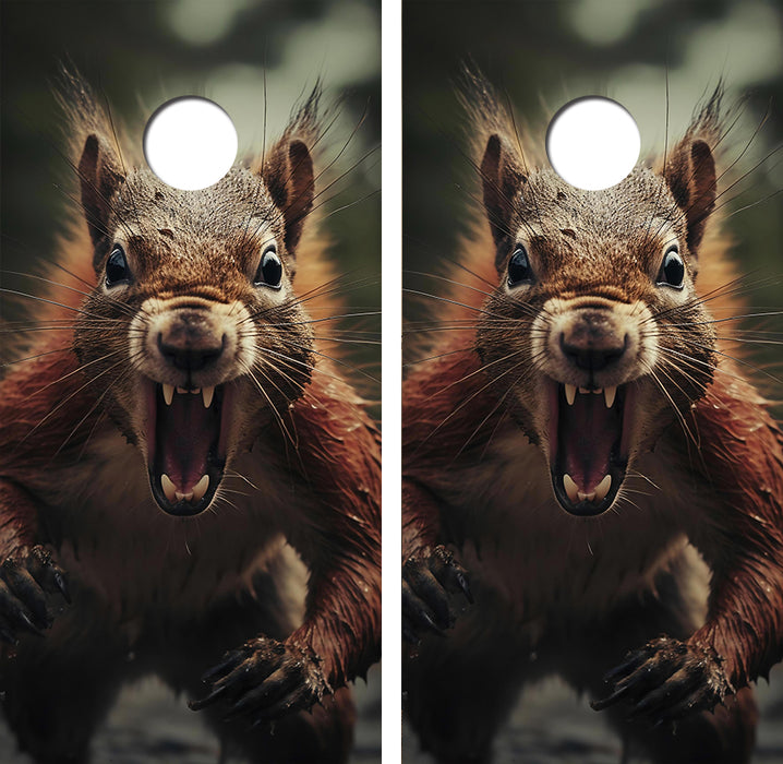 Angry Squirrel Cornhole Wood Board Skin Wrap