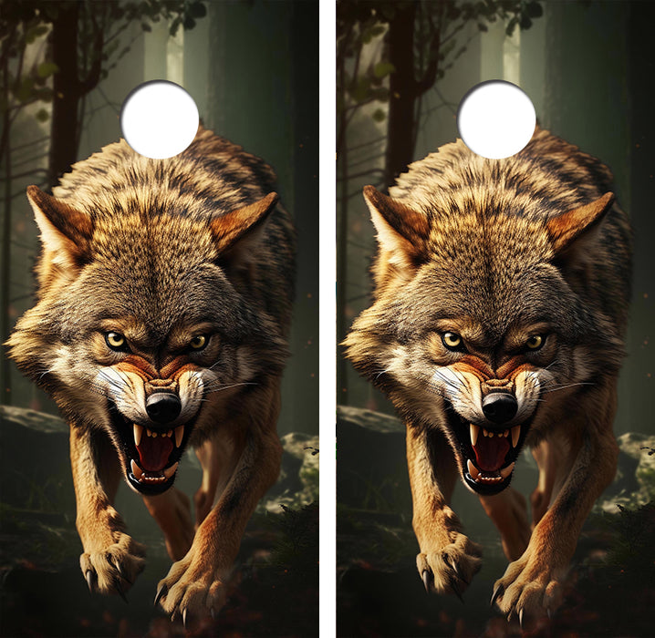 Wild Coyotte Cornhole Wood Board Skin Wrap