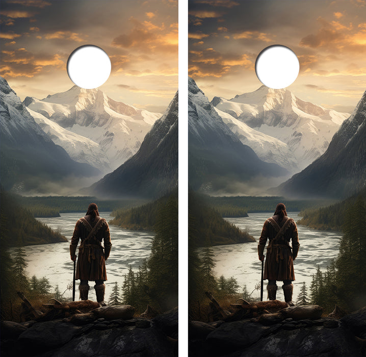 Alaskan Mountain Man Cornhole Wood Board Skin Wrap