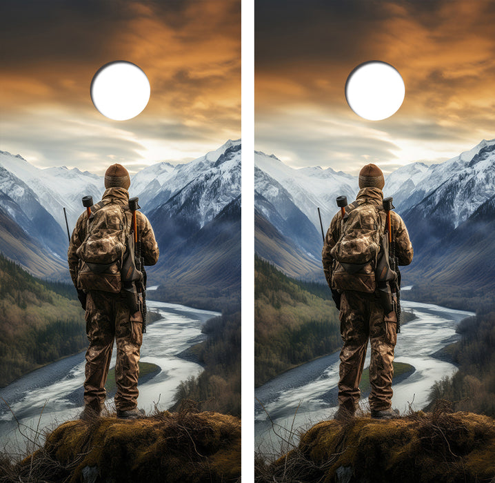 Hunting Alaska Cornhole Wood Board Skin Wrap