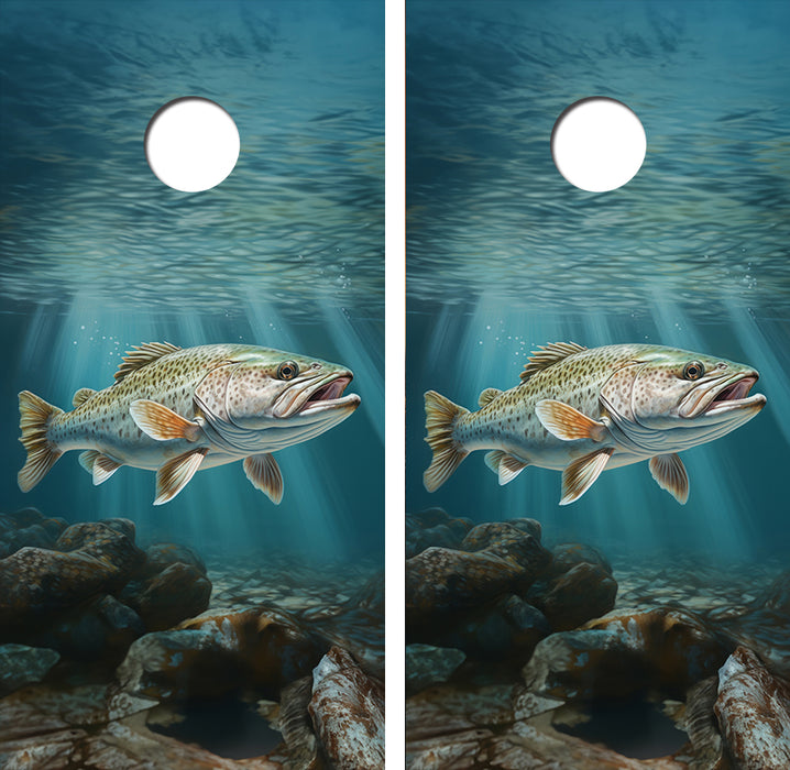 Speckled Trout Cornhole Board Skin Wraps FREE LAMINATE