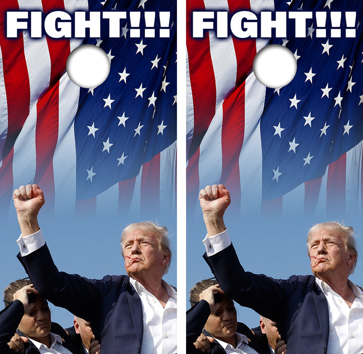 Trump Fight Cornhole Wood Board Skin Wrap