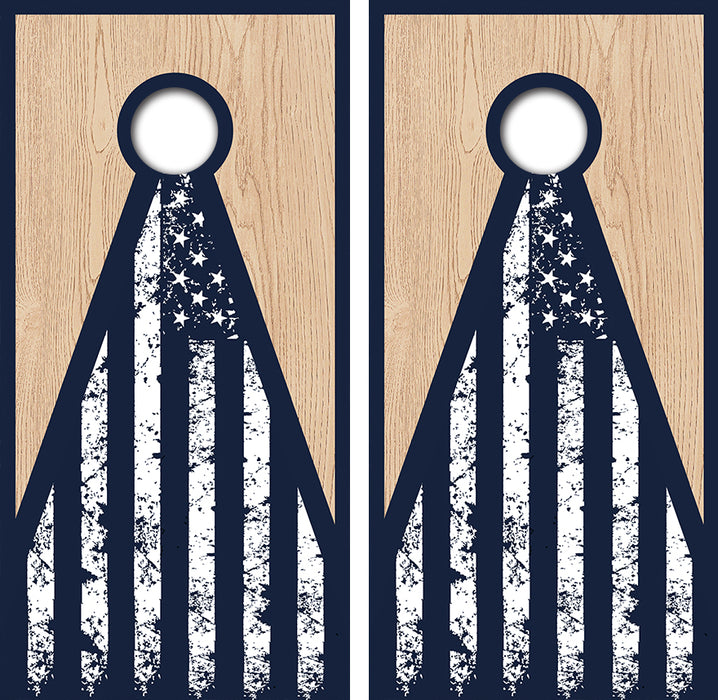 Triangle American Flag Cornhole Wood Board Skin Wrap