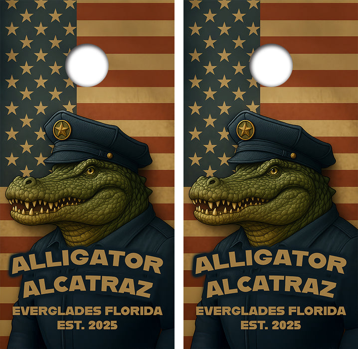 Alligator Alcatraz Cornhole Wrap Decal with Free Laminate Included