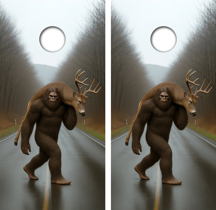 Sasquatch Big Foot Deer Cornhole Wrap Decal with Free Laminate Included