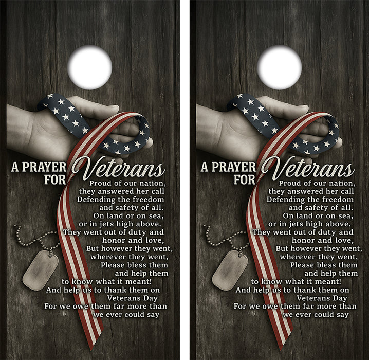Veteran's Prayer Cornhole Wrap Decal with Free Laminate Included