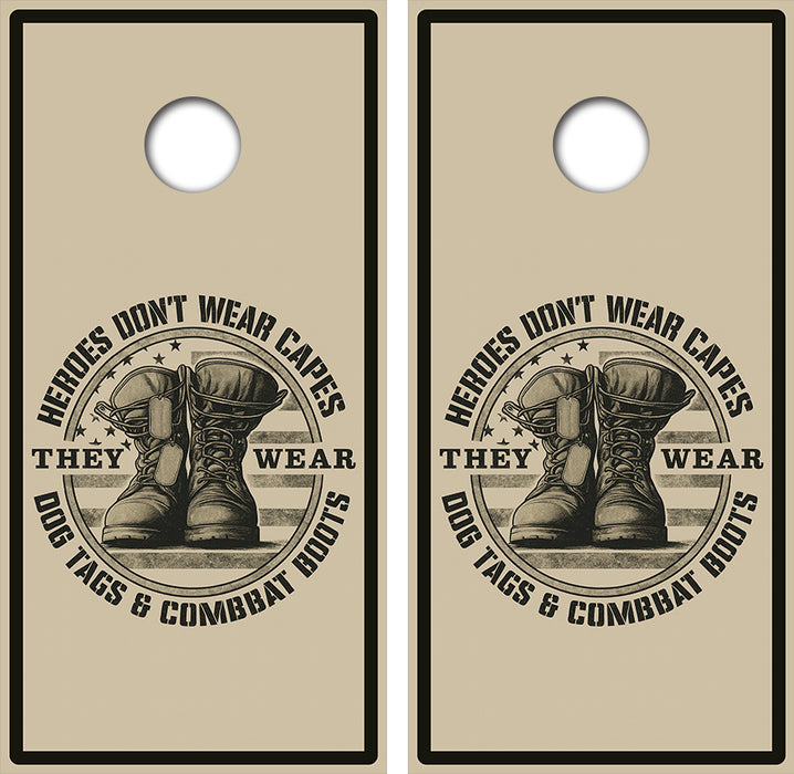 Hero's Don't Wear Capes Cornhole Wrap Decal with Free Laminate Included