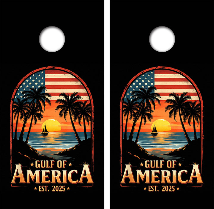 Gulf Of America Cornhole Wrap Decal with Free Laminate Included