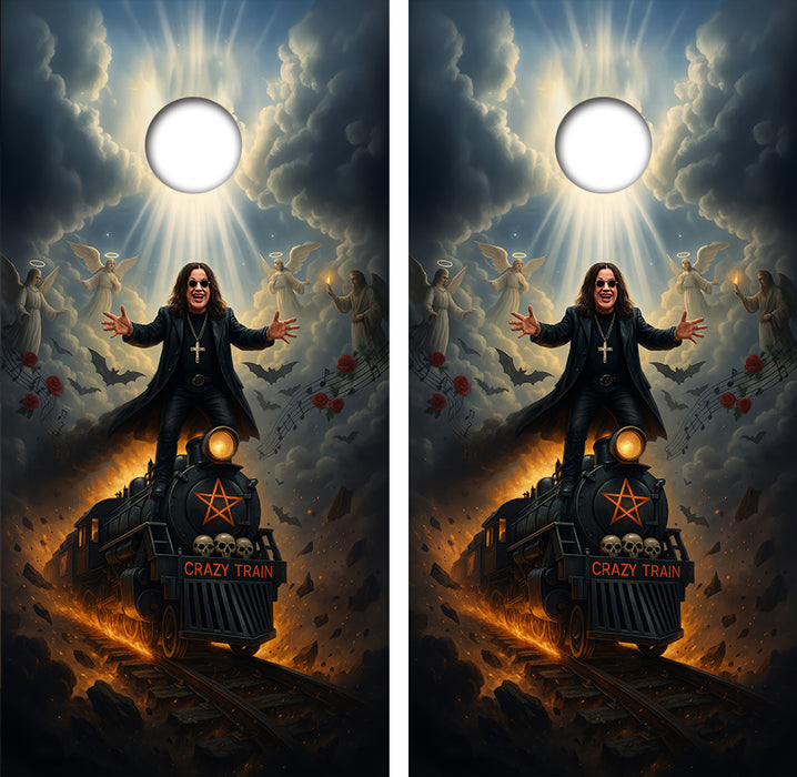 Crazy Train Cornhole Wrap Decal with Free Laminate Included