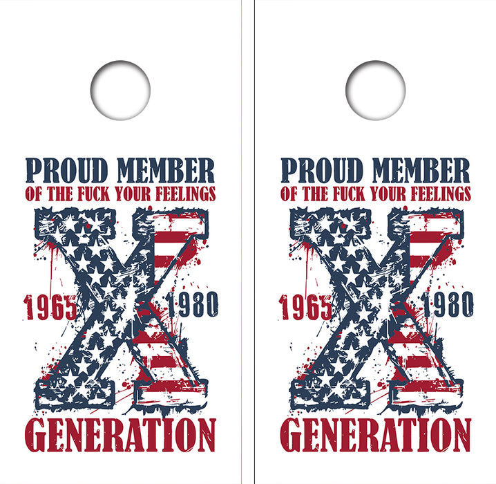 Proud Member Gen X Cornhole Wood Board Skin Wraps