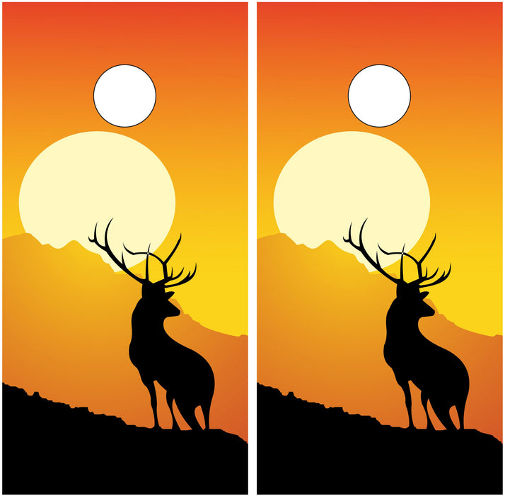 Deer Silhouette Cornhole Wood Board Skin Wraps FREE LAMINATE