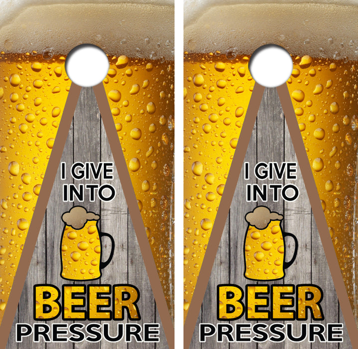 I Give Into Beer Pressure Cornhole Wrap Decal with Free Laminate Included