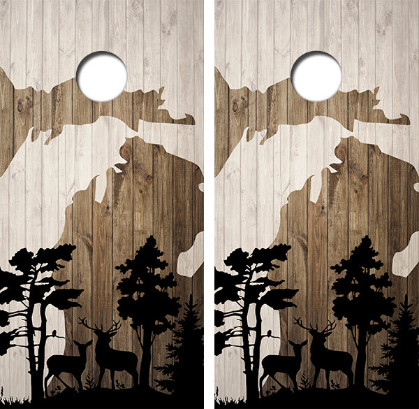 Michigan Deer Hunting Cornhole Wood Board Skin Wrap