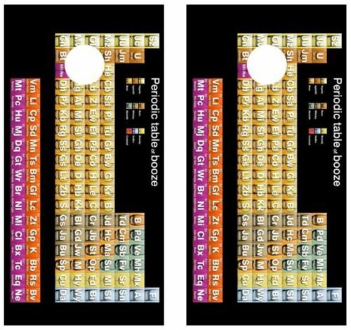 Periodic Table of Booze Cornhole Wood Board Skin Wrap