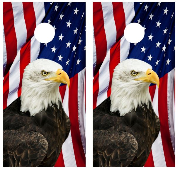 Bald Eagle American Flag Cornhole Wood Board Skin Wrap