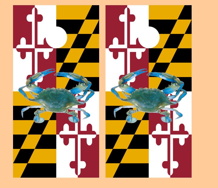 Maryland Crab Themed Cornhole Wood Board Skin Wrap