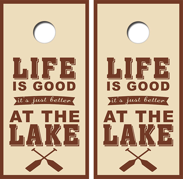 Life Is Good At The Lake Cornhole Wood Board Skin Wrap