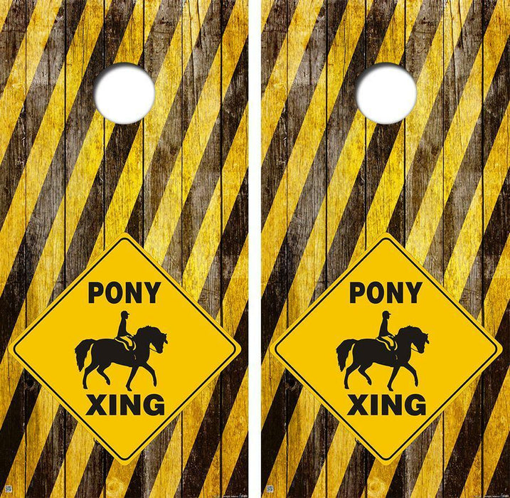 Pony Xing Cornhole Wood Board Skin Wrap