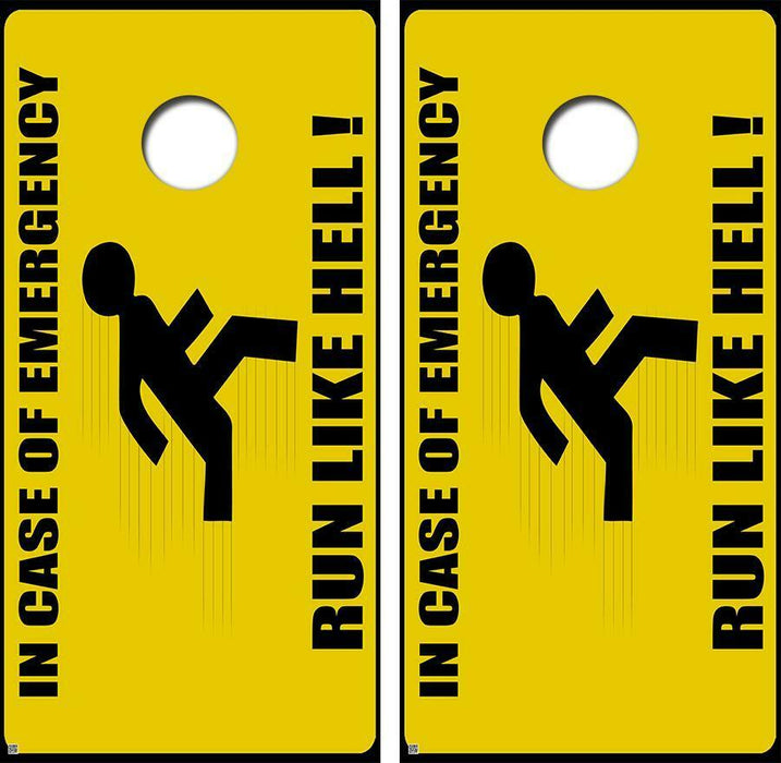Run Like Hell Cornhole Wood Board Skin Wrap