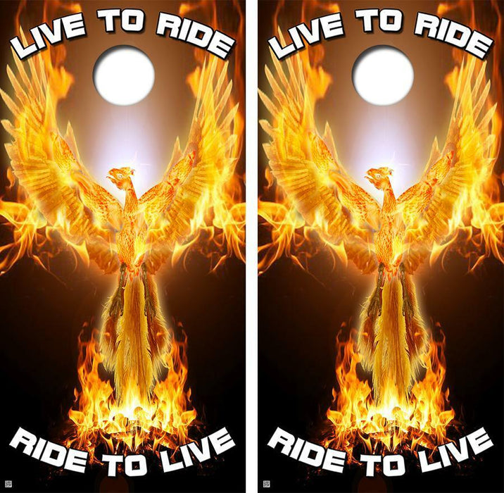 Live To Ride, Ride To Live Cornhole Wood Board Skin Wrap