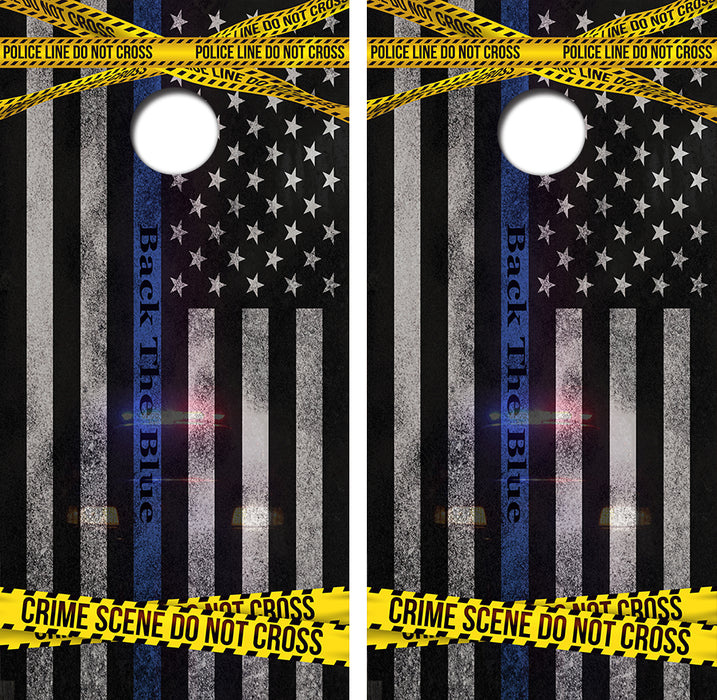 Back The Blue Cornhole Wood Board Skin Wraps FREE LAMINATE