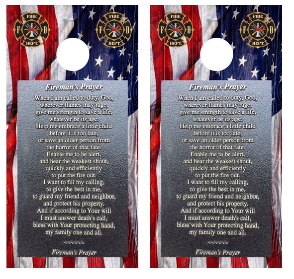 Fireman's Prayer Cornhole Wood Board Skin Wrap