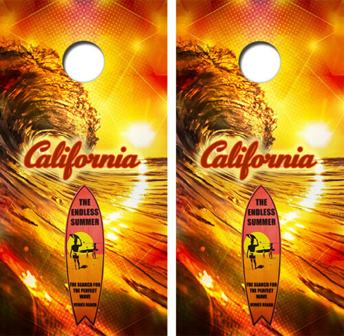California Endless Summer Cornhole Wood Board Skin Wrap