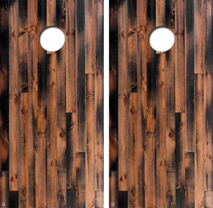 Burnt Black Pine Cornhole Wood Board Skin Wrap