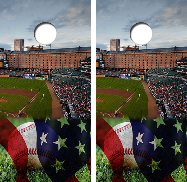 Camden Yard Baseball Cornhole Wood Board Skin Wrap