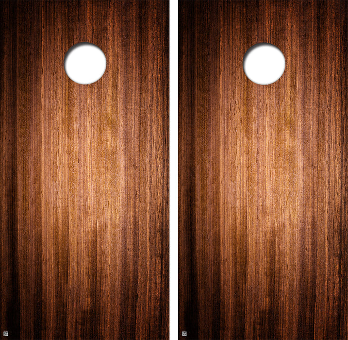 Dark Polished Wood Cornhole Board Skin Wraps FREE LAMINATE