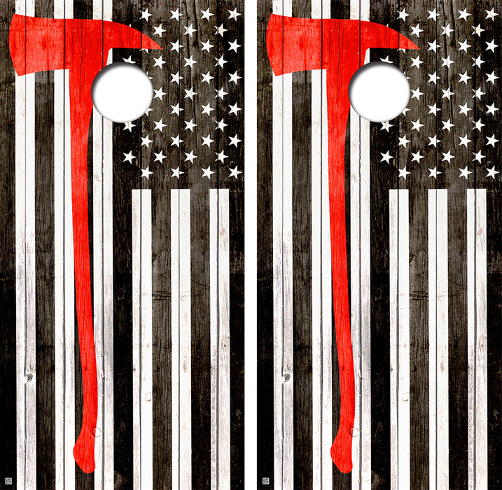 Firefighter Red Line Cornhole Board Wraps FREE LAMINATE
