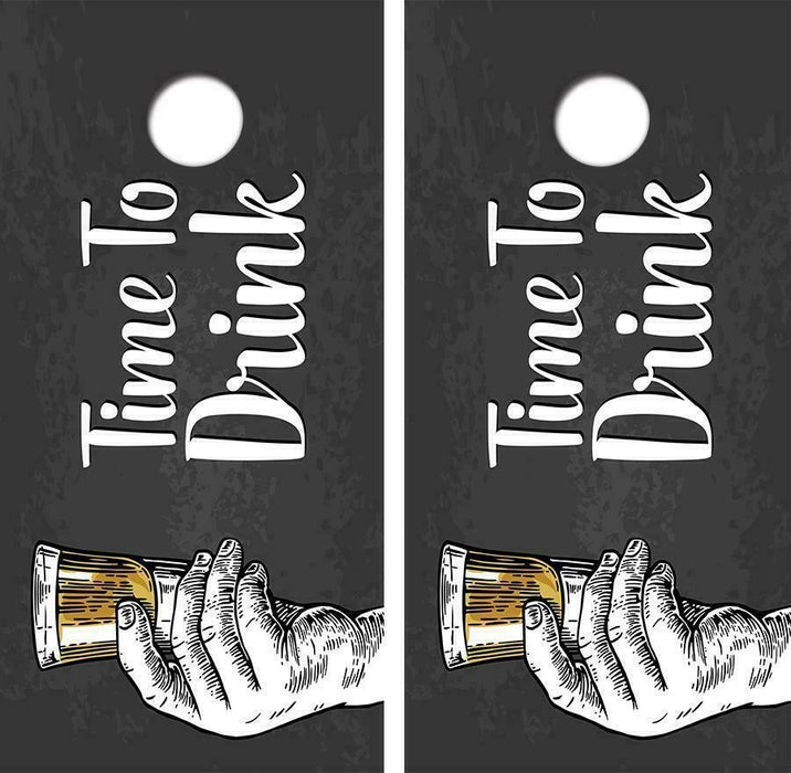 Time To Drink Cornhole Wood Board Skin Wrap