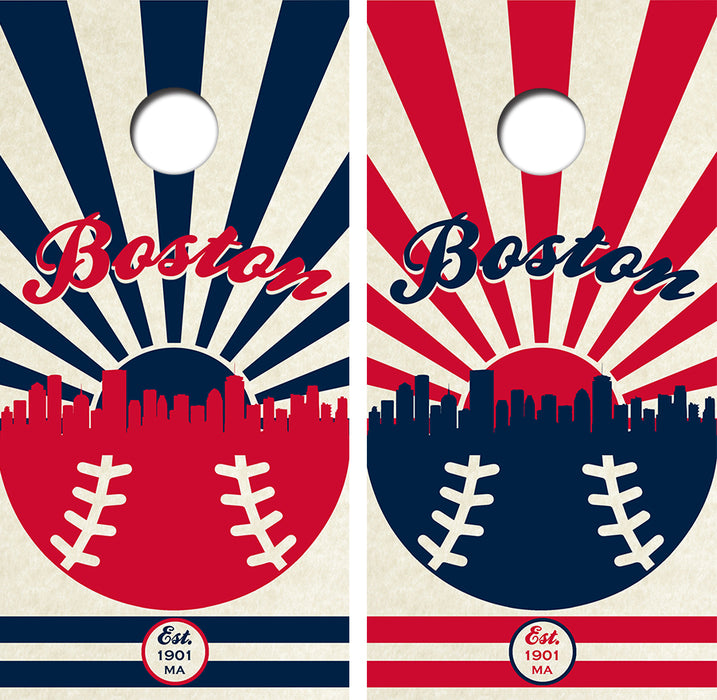 Boston Baseball Cornhole Wood Board Skin Wraps FREE LAMINATE