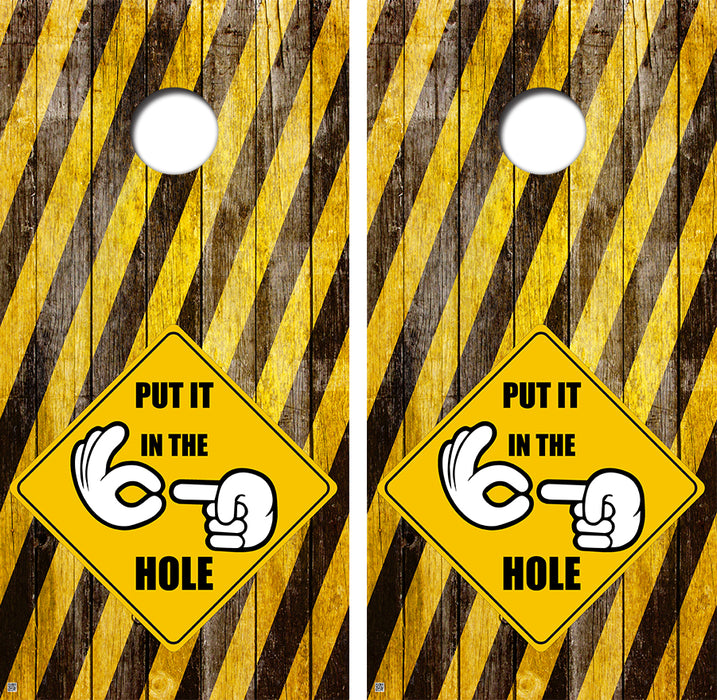 Put it in the hole Cornhole Board Skin Wraps FREE LAMINATE