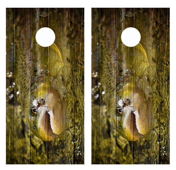 Trout Fishing Barnwood Cornhole Wood Board Skin Wrap