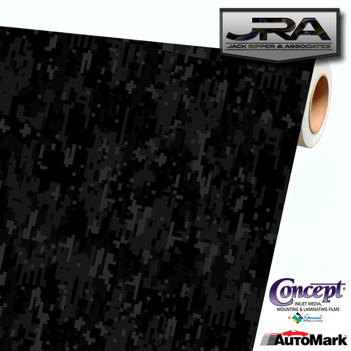 MIDNIGHT BLACK Digital Camouflage Vinyl Car Wrap Camo Film Decal Sheet Roll
