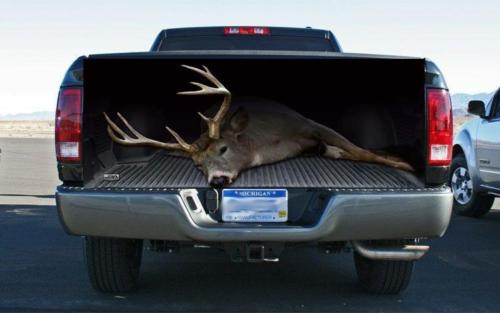 Giant White Tail Buck Open Truck Tailgate Wrap Vinyl Graphic Decal Sticker Wrap