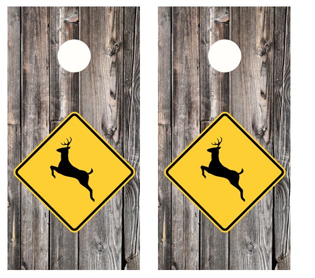 Deer Crossing Barnwood Cornhole Wood Board Skin Wrap