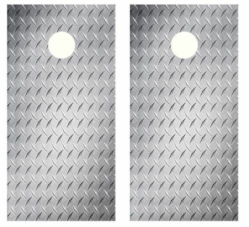 Diamond Plate Cornhole Wood Board Skin Wraps