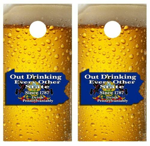 PA Out Drinking.. Cornhole Wood Board Skin Wrap