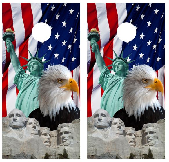 Patriotic America Themed Cornhole Wood Board Skin Wrap