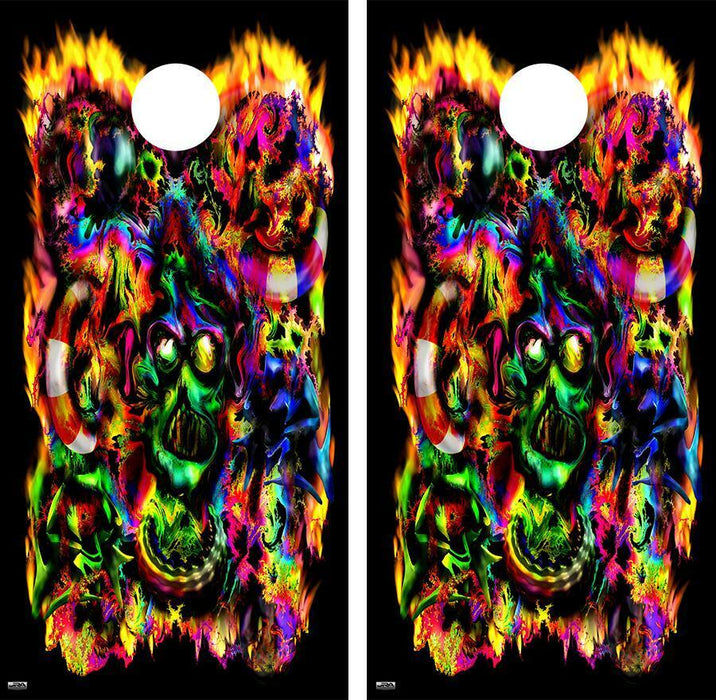 Bad Acid Trip Cornhole Wood Board Skin Wrap