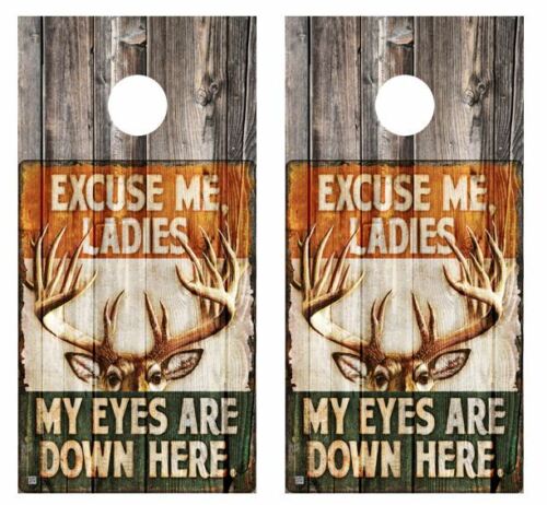 My Eyes Are Down Here Cornhole Wood Board Skin Wrap